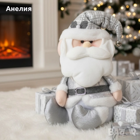 Плюшена играчка Дядо Коледа -седяща коледна декорация , снимка 3 - Декорация за дома - 52121315