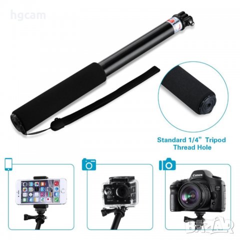 Монопод клас 5 за екшън камери GoPro и смартфони, 98см, Алуминий, снимка 4 - Чанти, стативи, аксесоари - 17839489
