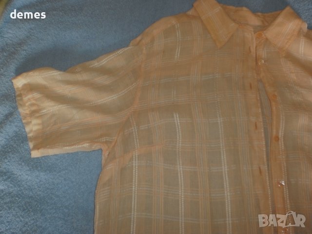 Фина дамска блуза опал къс ръкав, портокалов цвят, размер 48, снимка 3 - Корсети, бюстиета, топове - 37916979