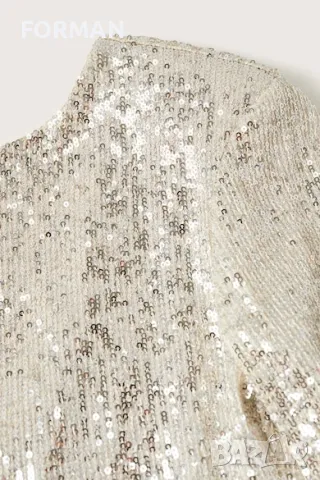 Рокля с леко отворен гръб, цялата в пайети в цвят шампанско, снимка 6 - Рокли - 48093846