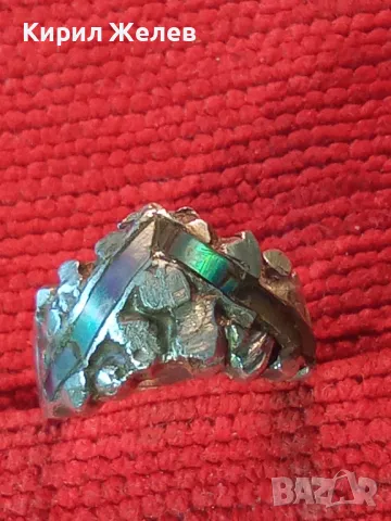 СТАР АРТ НУВО СТИЛ СРЕБЪРЕН ПРЪСТЕН СРЕБРО ВИСОКА ПРОБА ИНКРУСТИРАН РЪЧНО с КРАЛСКИ СЕДЕФ 41203, снимка 14 - Антикварни и старинни предмети - 50023756