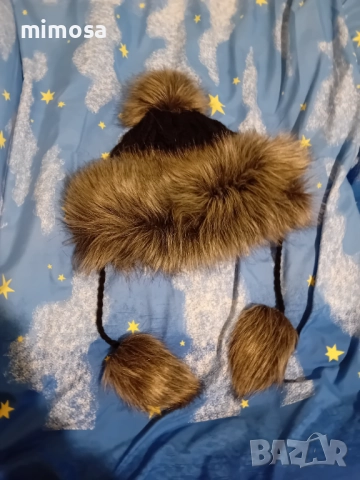 Зимна дамска шапка с изкуствен пух, снимка 13 - Шапки - 52886397