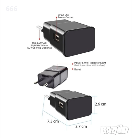 Шпионска камера USB зарядно, снимка 6 - Други - 52655796