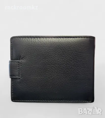 Мъжки кожен портфейл с копче в черен цвят, снимка 2 - Портфейли, портмонета - 48280230