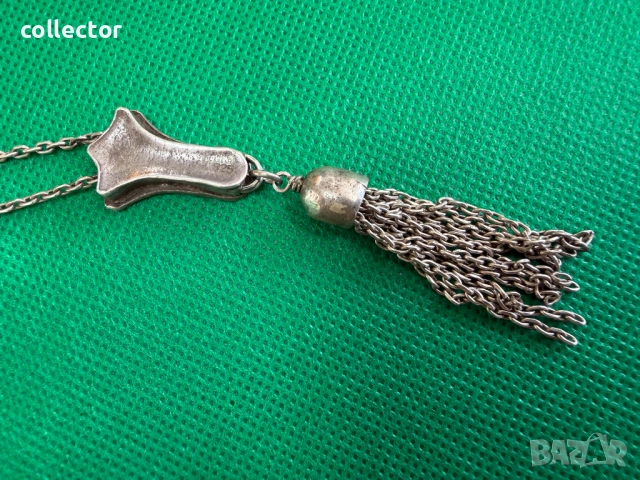 Сребърна броеница с черен ахат. №7752, снимка 7 - Антикварни и старинни предмети - 52814266