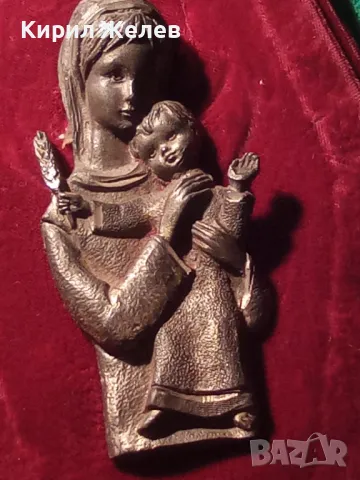 СТАРА РИМОКАТОЛИЧЕСКА ПОСРЕБРЕНА ИКОНА РЯДКА МАЙСТОРСКА ИЗРАБОТКА БРОНЗ ДЪРВО ПЛЮШ 47097, снимка 16 - Антикварни и старинни предмети - 46774709