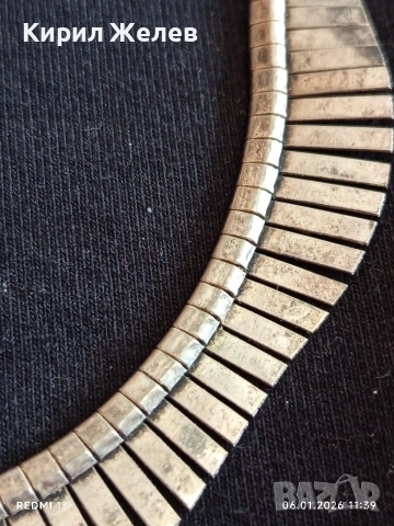 Винтидж сребърно колие тип яка стил КЛЕОПАТРА ювелирна изработка 52388, снимка 3 - Колиета, медальони, синджири - 53004436