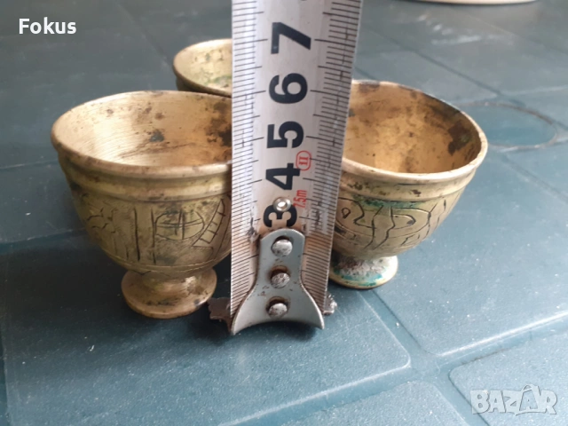 Три стари бронзови зарфа - зарф, бронз, месинг, снимка 5 - Антикварни и старинни предмети - 53327193