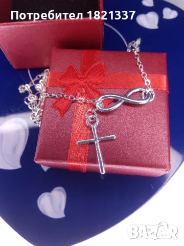 Колие кръст с безкрайност , снимка 2 - Колиета, медальони, синджири - 48982385
