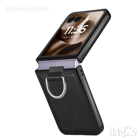 Motorola Razr 60 Ultra 5G Удароустойчив Litchi Texture/ Ring Holder Калъф и Протектор, снимка 7 - Калъфи, кейсове - 50443338