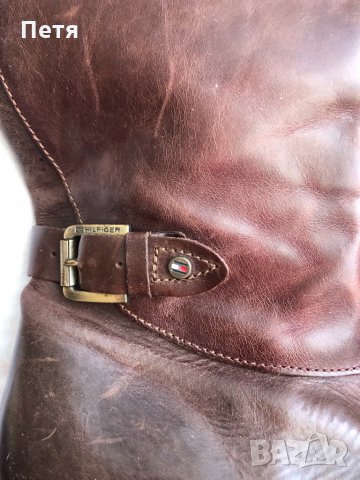 Tommy Hilfiger Оригинални дамски кафяви ботуши от естествена кожа, снимка 3 - Дамски ботуши - 32808819