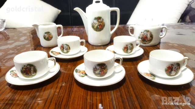 старинен порцелан Чехословакия чашки за кафе трите грации