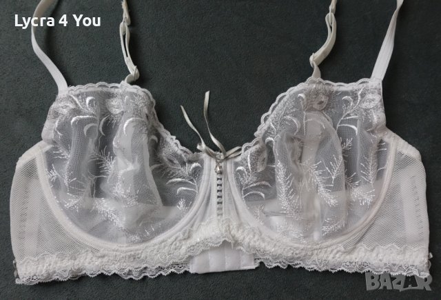 C&A Lingerie 80D луксозен бял сутиен с меки чашки с бродерии върху тюл, снимка 2 - Бельо - 43159550