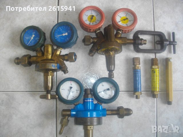 Профи Редуцир Вентил-Регулатор Газ-Ацетилен/Кислород-PEGO/GLOOP-Предпазител Искрогасител/Удължител, снимка 1