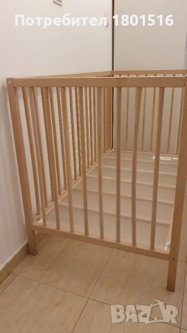 Детско дървено легло с матрак 60/120, снимка 3 - Бебешки легла и матраци - 53288861