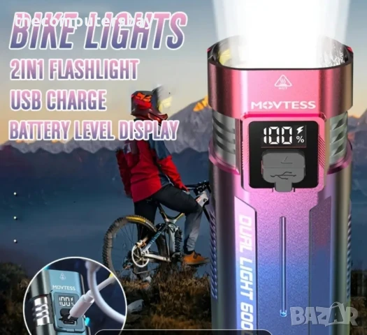 Алуминиев мощен велосипеден прожектор фар с двоен LED, светлини, снимка 3 - Велосипеди - 51374083