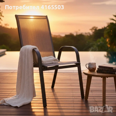 Стифиращи се градински столове от стомана и текстил – комплект 2 броя, снимка 3 - Столове - 53180523