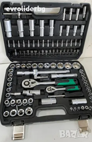 СУПЕР ПРОМОЦИЯ!!! ШОК ЦЕНА!!! НОВ МОДЕЛ DTOOLS 108части 1/2 – 1/4 с Метални закопчалки., снимка 2 - Куфари с инструменти - 23559327