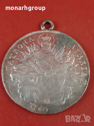 Сребърна монета PATRONA BAVARIA 1760  /Висулка/ , снимка 3 - Нумизматика и бонистика - 36548304