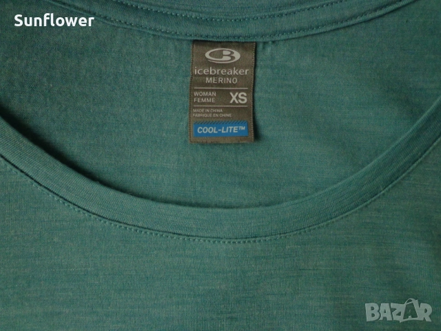 Тениска Icebreaker Merino Cool Lite, синьо-зелена, XS , снимка 6 - Тениски - 51745136