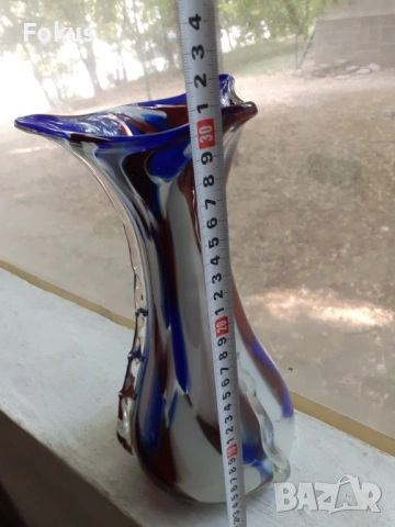 Прекрасна голяма ваза Мурано - Murano, снимка 7 - Антикварни и старинни предмети - 53423253