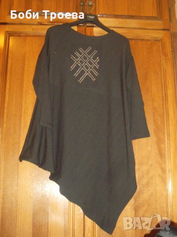 Свободен разкроен модел  рокля в черно с щампа  с дълъг ръкав, снимка 3 - Рокли - 27579114