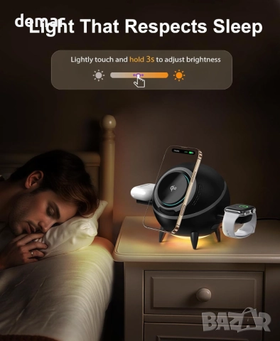 Безжично зарядно устройство Beeasy 4 в 1, Qi2 15W Magsafe, въртящо се, снимка 4 - Безжични зарядни - 52118284