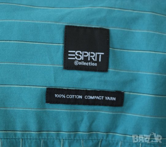 Esprit ® Collection мъжка раирана риза синьо-зелено, снимка 3 - Ризи - 26628086