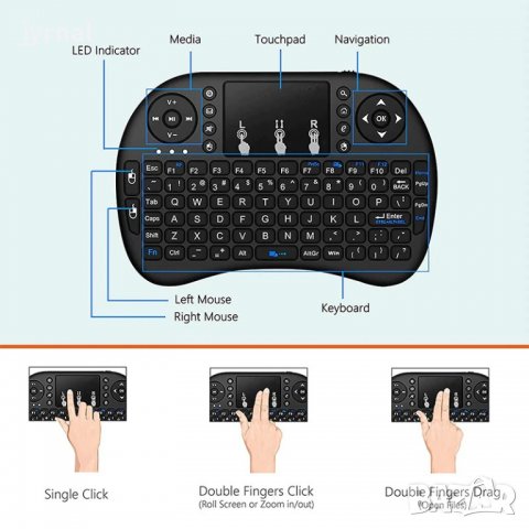 Мини безжична клавиатура с тъчпад - 2.4G, снимка 3 - Клавиатури и мишки - 39071033
