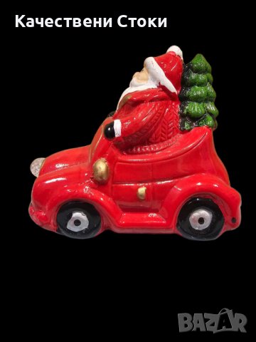 🎅 Коледна декорация Дядо Коледа с червена кола и светещи фарове, снимка 3 - Декорация за дома - 42975078
