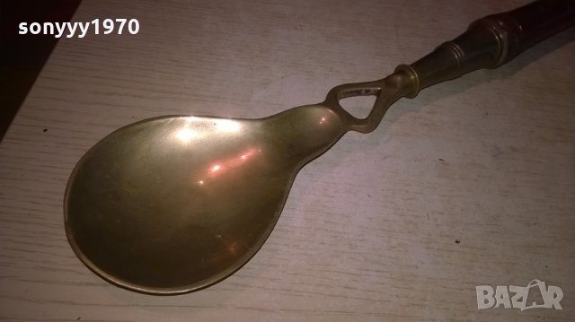 ГОЛЯМА РЕТРО ЛЪЖИЦА-МЕД/МЕСИНГ/ДЪРВО-ВНОС ФРАНЦИЯ, снимка 5 - Колекции - 27110999