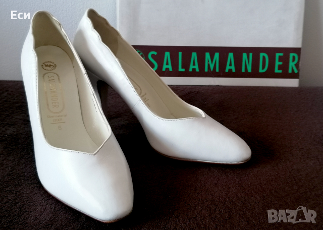 Бели официални кожени обувки Salamander № 39, UK 6 - нови, снимка 2 - Дамски обувки на ток - 36539902