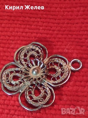 СТАРИННА ФИЛИГРАННА ПОСРЕБРЕНА МЕДНА ВИСУЛКА МЕДАЛЬОН ЧЕТИРИЛИСТНА ДЕТЕЛИНА РЪЧНА ИЗРАБОТКА 40092, снимка 2 - Антикварни и старинни предмети - 42855334