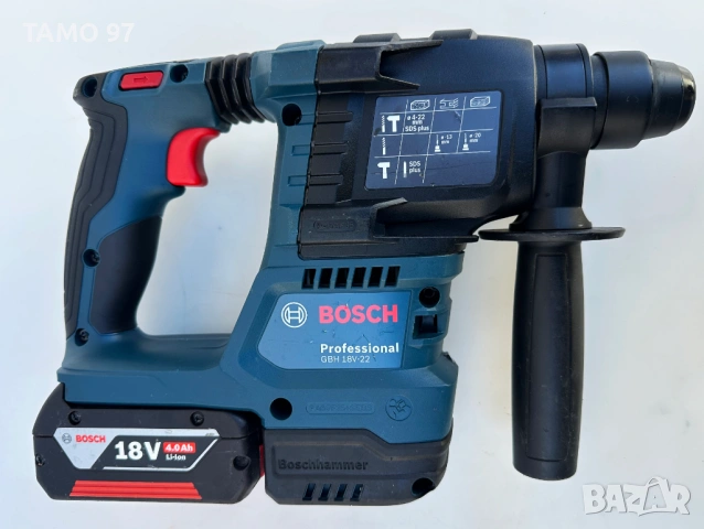BOSCH GBH 18V-22 - Безчетков акумулаторен перфоратор 2x18V 4.0Ah като нов!, снимка 3 - Перфоратори - 53231077
