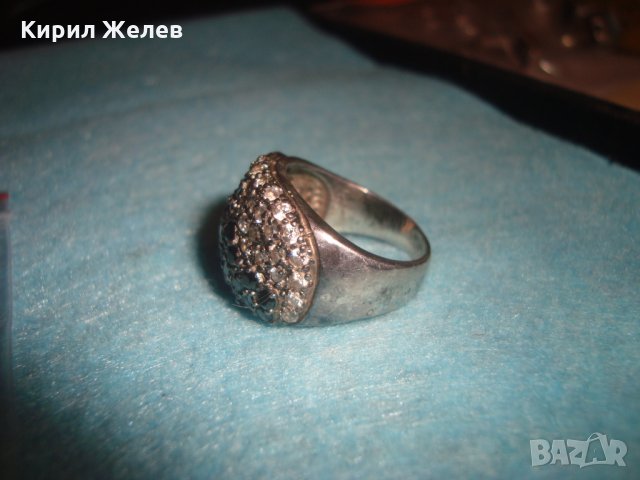 СТАР СРЕБЪРЕН СКЪПОЦЕНЕН АРТ ПРЪСТЕН с МАРКАЗИТИ и ЦИРКОНИ ЛАКИРАНО ОКСИДИРАНО СРЕБРО 26240, снимка 9 - Пръстени - 34646999