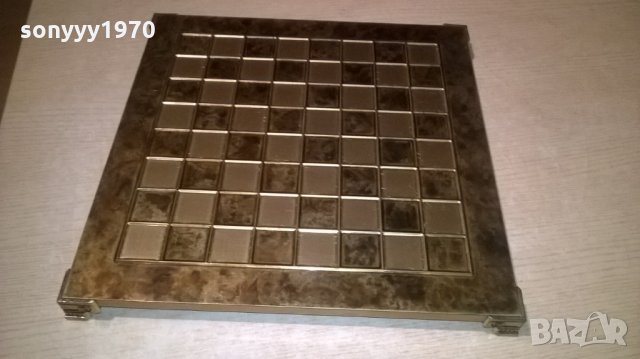 антика-маса за шах-с обков мед/месинг-37х37см-внос англия, снимка 9 - Колекции - 26346861