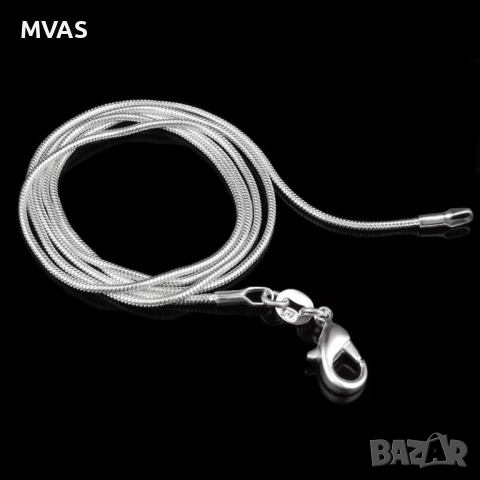 Нова дамска посребрена блестяща верижка змийска плетка Сребърен синджир, снимка 3 - Колиета, медальони, синджири - 53217203