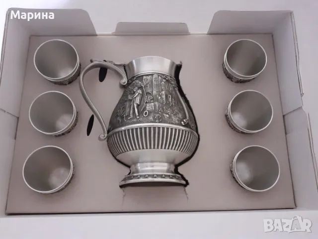 Комплект за вино и ракия от калай Antik*Vintage#41, снимка 3 - Сервизи - 47752687