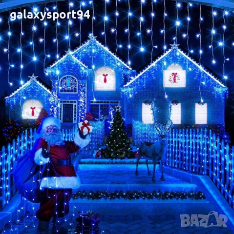 Бяла Светеща завеса 37метра х 60см с Флаш Ефект тип Висулка, снимка 7 - Лед осветление - 51645416