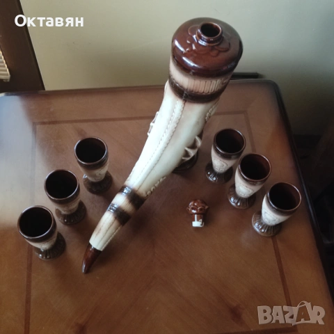 Керамичен сервиз за вино, ракия ,декантер, снимка 10 - Сервизи - 53217402