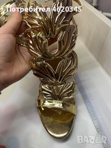 Златни обувки на токчета/сандали, снимка 3 - Дамски обувки на ток - 52567672
