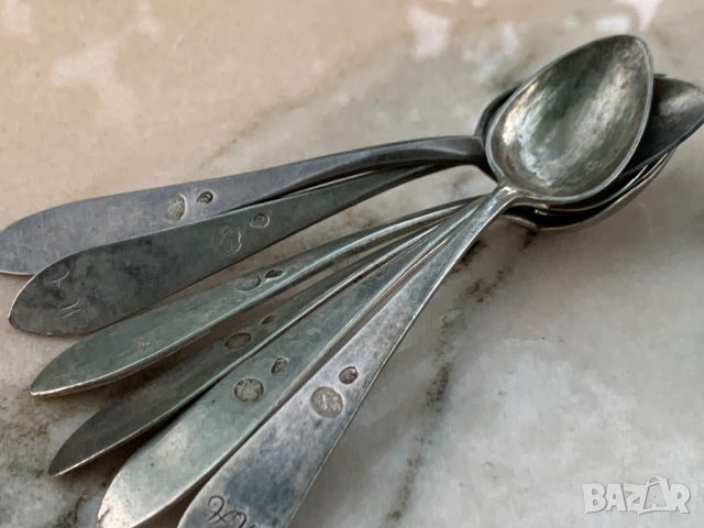 Сребърни лъжички за чай/кафе с тугри, снимка 4 - Прибори за хранене, готвене и сервиране - 33506602