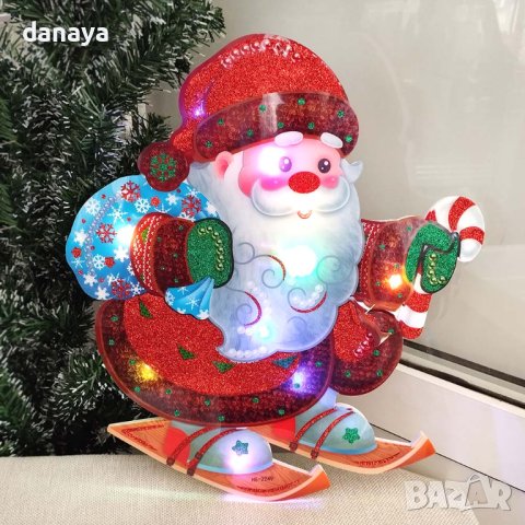 4225 Светеща коледна украса за прозорец стена Дядо Коледа, снимка 11 - Декорация за дома - 42682012