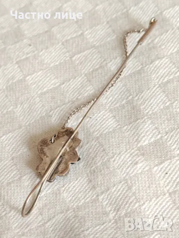 Сребърна Авторска Брошка с Перла, снимка 3 - Колиета, медальони, синджири - 49435830