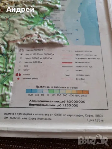 Стара релефна карта на България, снимка 2 - Други ценни предмети - 47667112