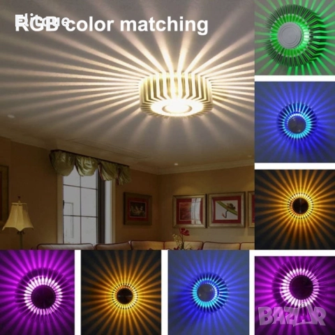 Вътрешна стенна декоративна LED лампа с многоцветен градиент, с дистанционно управление