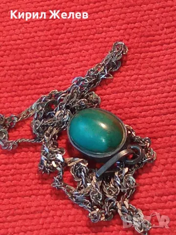 СТАРИНЕН СРЕБЪРЕН РЕТРО ПЕНДАНТ с НАТУРАЛЕН ЗЕЛЕН НЕФРИТ и СРЕБЪРНА ВЕРИЖКА МАРКОВО СРЕБРО 975 43300, снимка 15 - Антикварни и старинни предмети - 49917719