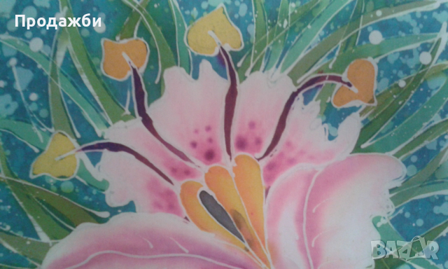 Красиво пано батик с екзотично цвете оригинал, снимка 2 - Пана - 44857957
