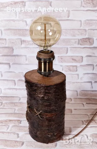 Дървена настолна лампа, снимка 5 - Настолни лампи - 50011049