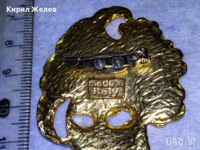 СТАРА РЯДКА БРОНЗОВА ЕМАЙЛИРАНА СКЪПОЦЕННА ВЕНЕЦИАНСКА КАРНАВАЛНА ПОЗЛАТЕНА БРОШКА 37686, снимка 2 - Антикварни и старинни предмети - 40684818